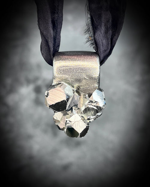 Unique Holiday Gift for Her! Pyrite Crystal Healing Handmade Necklace.  Hand Sculpted Made in the USA jewelry.