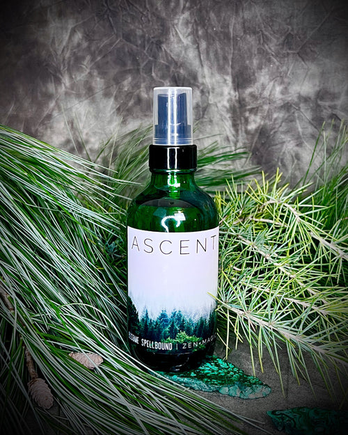 Ascent, a fresh forest pine and sage smudge perfume spray for high vibes and energetic elevation.  Meditation, ritual, or yoga practice, for spiritual alignment and enlightenment.  