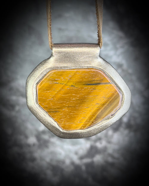 Made in the USA, tiger's eye crystal statement pendant for strength and courage, best gift for her. 