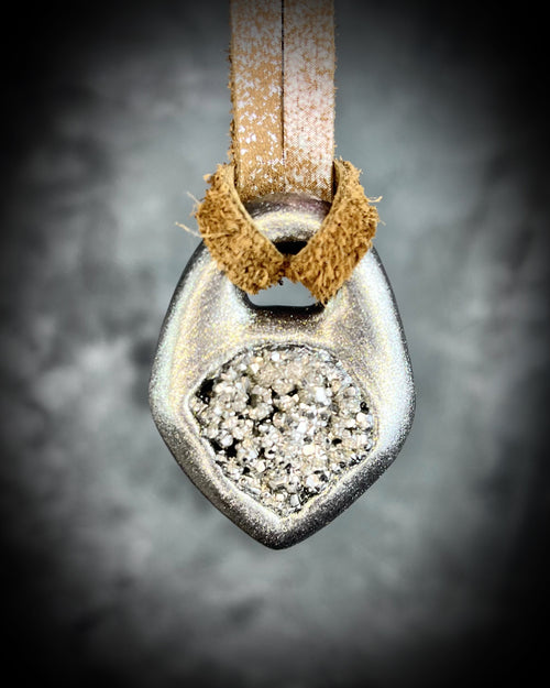 Handmade Pyrite crystal unisex pendant for vitality and strength!  Embrace the holiday season and Year of the Snake with courage and calm!  