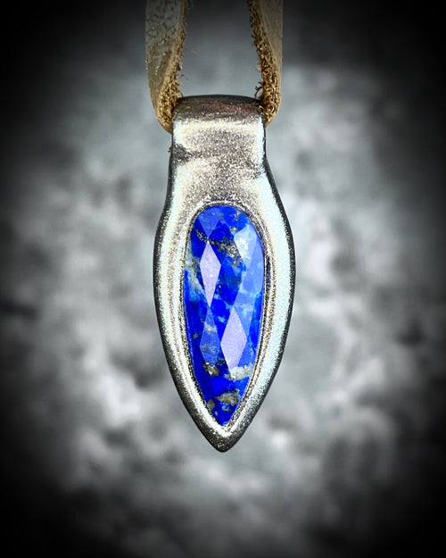 Lapis lazuli handmade in the USA unisex crystal healing talisman. Best gift for public speaking, truth and wisdom. 